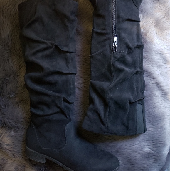 Faux Suede Long Boots - Picture 2 of 4